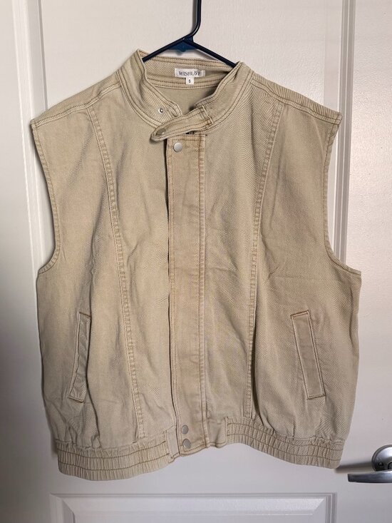 Wishlist Jackets & Blazers - Khaki Denim Vest - Kennon Vest